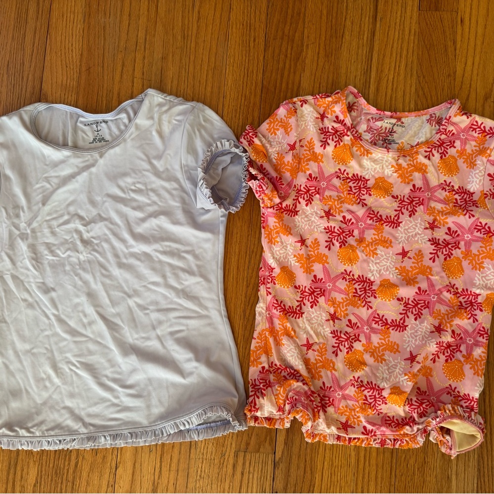 Floral Pink and Orange Kids Rash Guards